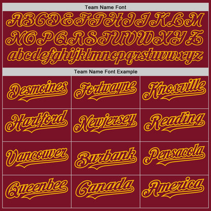 Custom Crimson Gold 3D Pattern Design Abstract Splatter Grunge Art Authentic Baseball Jersey