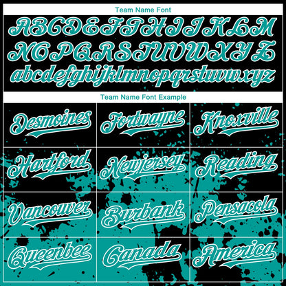 Custom Black Teal-White 3D Pattern Design Abstract Splash Grunge Art Authentic Baseball Jersey