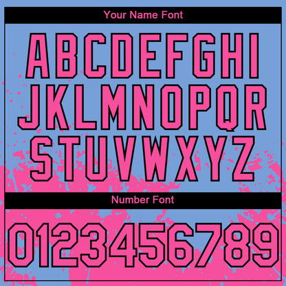 Custom Light Blue Pink-Black 3D Pattern Design Abstract Splash Grunge Art Authentic Baseball Jersey