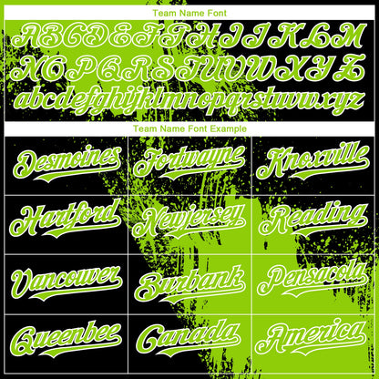 Custom Black Neon Green-White 3D Pattern Design Abstract Brush Stroke Authentic Baseball Jersey