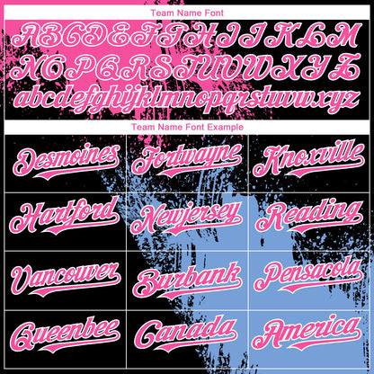 Custom Black Pink-Light Blue 3D Pattern Design Abstract Brush Stroke Authentic Baseball Jersey
