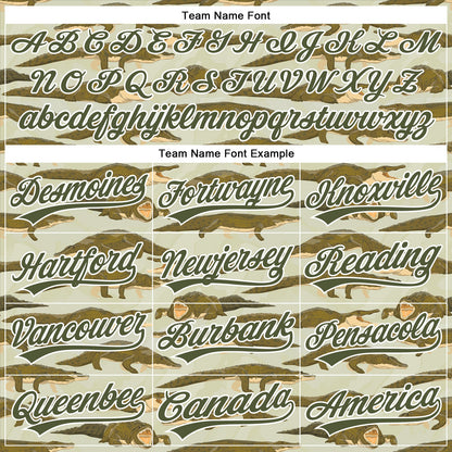 Custom Olive White 3D Pattern Design Crocodile And Plant Authentic Baseball Jersey
