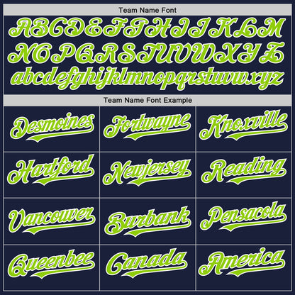 Custom Navy Neon Green-White Line Authentic Baseball Jersey