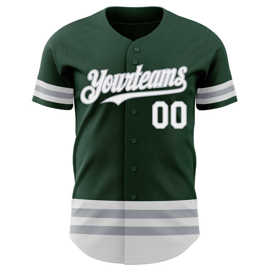 Custom Green White-Gray Line Authentic Baseball Jersey