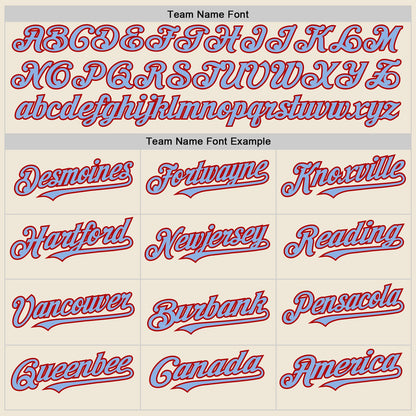 Custom Cream Light Blue-Red Line Authentic Baseball Jersey