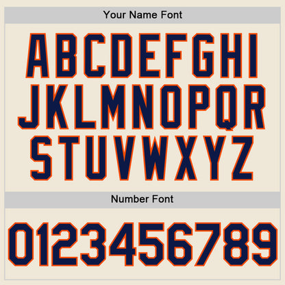 Custom Cream Navy-Orange Line Authentic Baseball Jersey