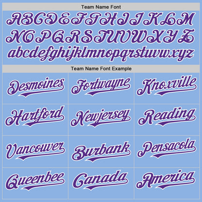 Custom Light Blue Purple-White Line Authentic Baseball Jersey