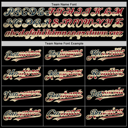 Custom Black Vintage USA Flag Red-Cream 3D Pattern Design Gradient Style Twinkle Star Authentic Baseball Jersey