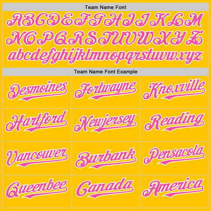 Custom Yellow Pink-White 3D Pattern Design Gradient Style Twinkle Star Authentic Baseball Jersey