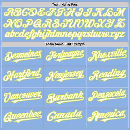 Custom Light Blue White-Neon Yellow 3D Pattern Design Gradient Style Twinkle Star Authentic Baseball Jersey