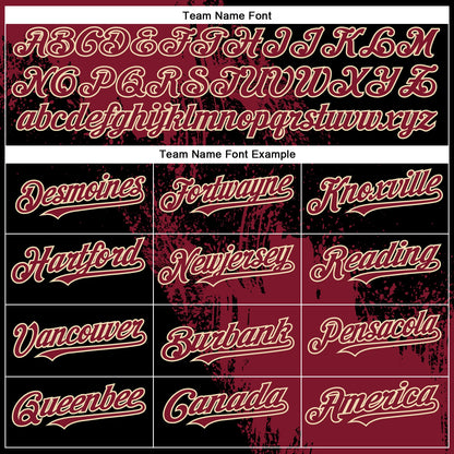 Custom Crimson Black-Cream 3D Pattern Design Abstract Brush Stroke Authentic Baseball Jersey