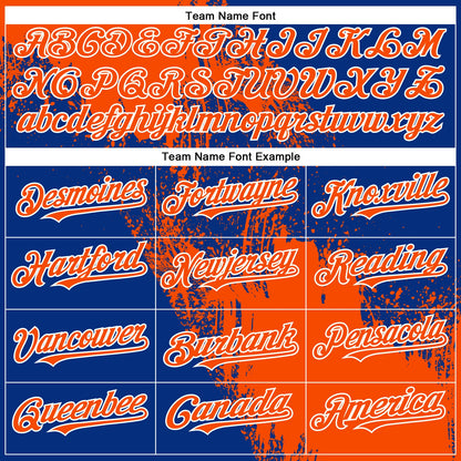 Custom Orange Royal-White 3D Pattern Design Abstract Brush Stroke Authentic Baseball Jersey