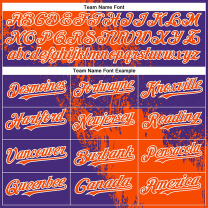 Custom Orange Purple-White 3D Pattern Design Abstract Brush Stroke Authentic Baseball Jersey