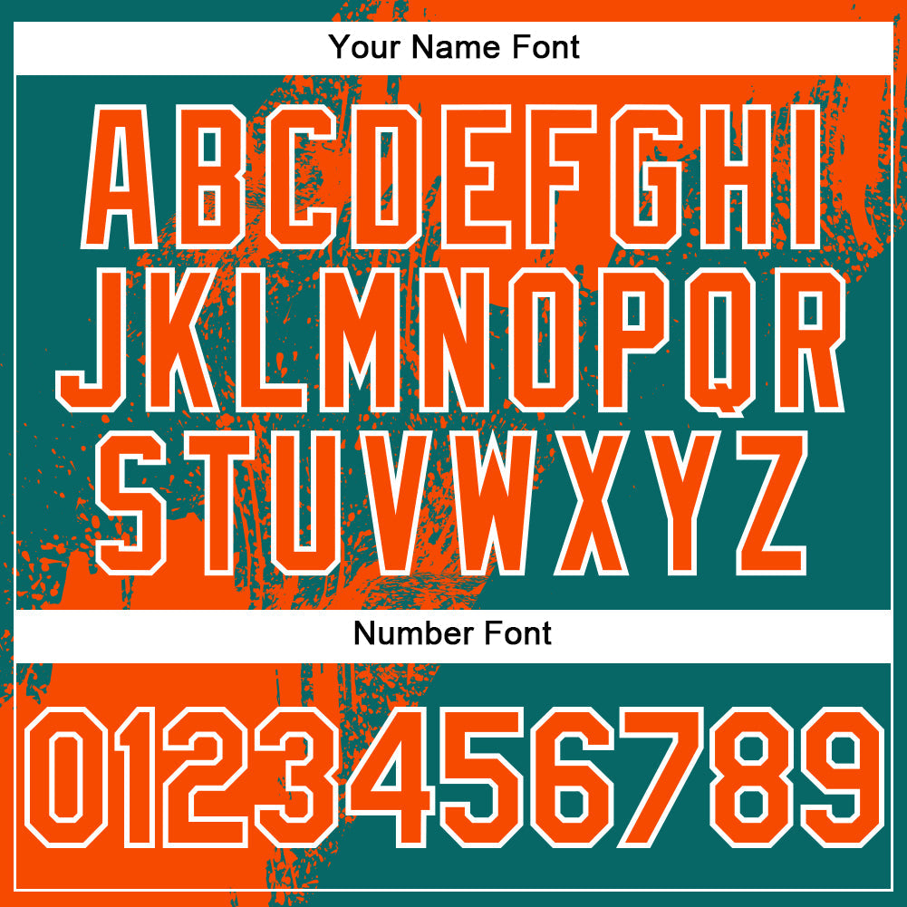 Custom Orange Teal-White 3D Pattern Design Abstract Brush Stroke Authentic Baseball Jersey