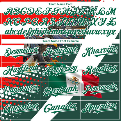 Custom White Red-Kelly Green 3D Mexico Authentic Baseball Jersey