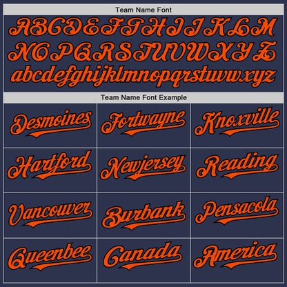 Custom Navy Orange-Black 3D Pattern Design Abstract Splatter Texture Authentic Baseball Jersey