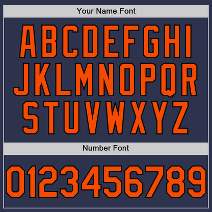 Custom Navy Orange-Black 3D Pattern Design Abstract Splatter Texture Authentic Baseball Jersey