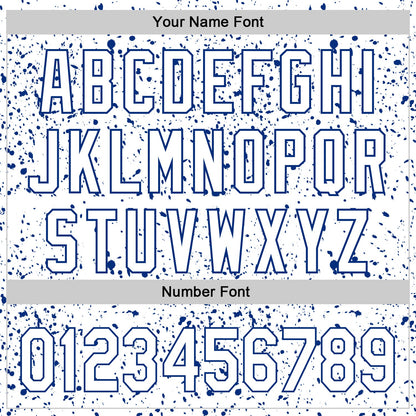 Custom White Royal 3D Pattern Design Abstract Splatter Ink Authentic Baseball Jersey
