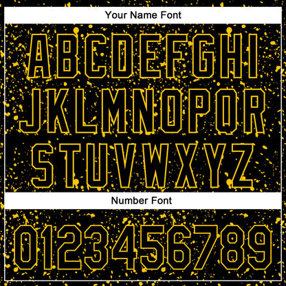 Custom Black Yellow 3D Pattern Design Abstract Splatter Ink Authentic Baseball Jersey