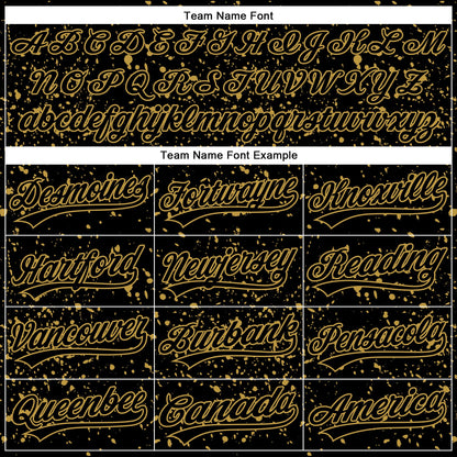 Custom Black Old Gold 3D Pattern Design Abstract Splatter Ink Authentic Baseball Jersey