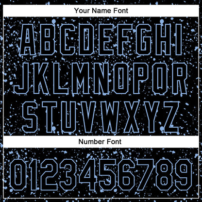 Custom Black Light Blue 3D Pattern Design Abstract Splatter Ink Authentic Baseball Jersey