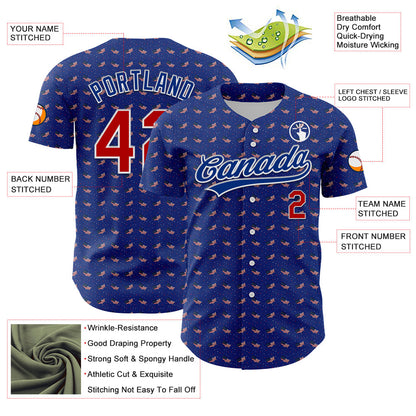 Custom Thunder Blue Red-Royal 3D American Flag Authentic Baseball Jersey