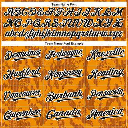 Custom Bay Orange Black-White 3D Pattern Design Abstract Fluid Authentic Baseball Jersey
