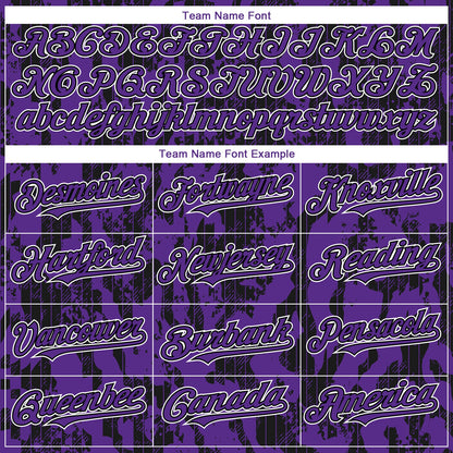 Custom Purple Black-White 3D Pattern Design Abstract Fluid Authentic Baseball Jersey