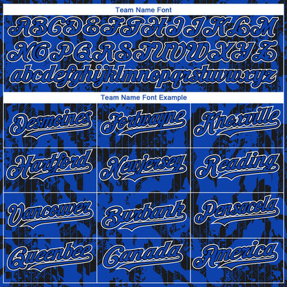 Custom Thunder Blue Black-White 3D Pattern Design Abstract Fluid Authentic Baseball Jersey