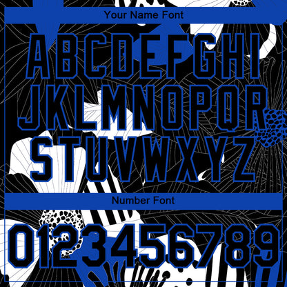 Custom Black Thunder Blue-White 3D Pattern Design Flower Authentic Baseball Jersey