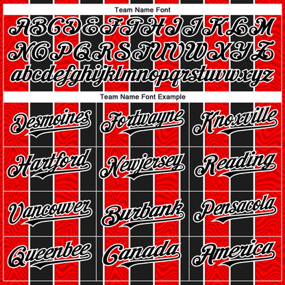 Custom Red Black-White 3D Pattern Design Stripe Authentic Baseball Jersey