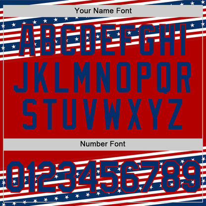 Custom Red US Navy Blue 3D American Flag And Star Authentic Baseball Jersey