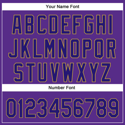 Custom Purple Dark Purple-Old Gold 3D Pattern Design Football Helmet And Ball Authentic Baseball Jersey