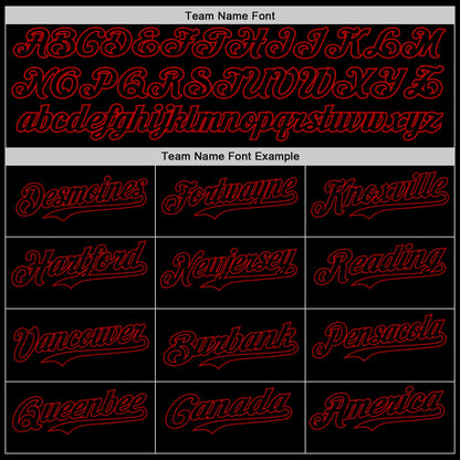 Custom Black Red 3D Pattern Design Rave Gothic Style Authentic Baseball Jersey