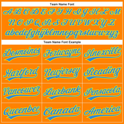 Custom Bay Orange Electric Blue-Light Yellow 3D Pattern Design Champion Trophy Authentic Baseball Jersey