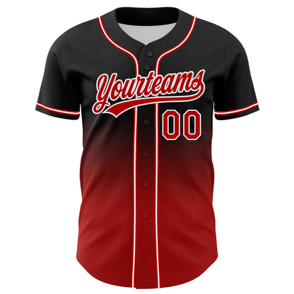 Custom Black Red-White 3D Pattern Halloween Skull Authentic Baseball Jersey