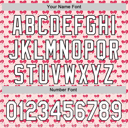 Custom Light Pink White-Black 3D Love Heart Valentine's Day Authentic Baseball Jersey