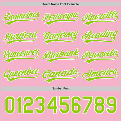 Custom Light Pink Neon Green Red-Kelly Green 3D Funny Christmas Authentic Baseball Jersey
