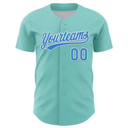 Custom Ice Blue Electric Blue-White 3D Funny Christmas Authentic Baseball Jersey