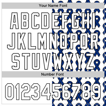 Custom White Black-Navy 3D Colorectal Cancer Ribbon Authentic Baseball Jersey