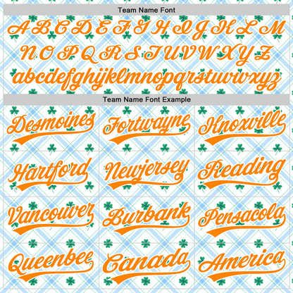 Custom White Bay Orange-Green 3D St. Patrick's Day Shamrock Authentic Baseball Jersey