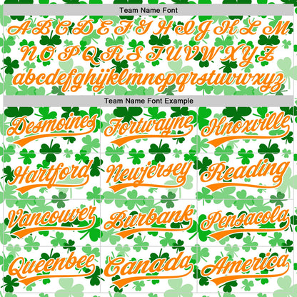 Custom White Bay Orange-Green 3D St. Patrick's Day Shamrock Authentic Baseball Jersey
