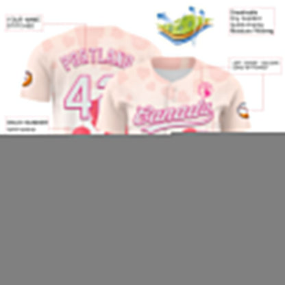 Custom Cream White-Pink 3D Pattern Design Mother's Day Family Love Authentic Baseball Jersey