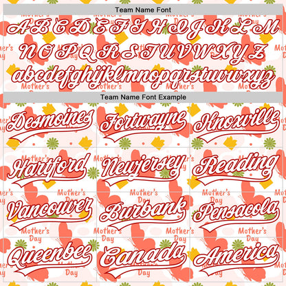 Custom White Red 3D Pattern Design Mother's Day Love Authentic Baseball Jersey