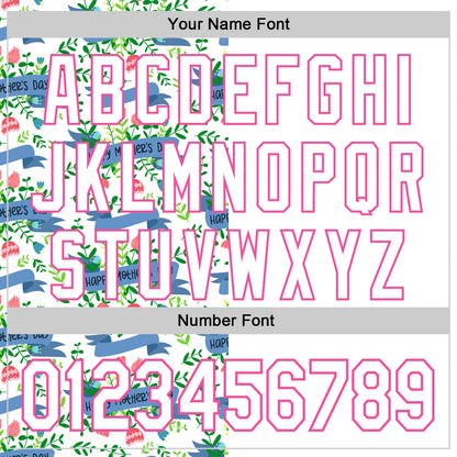 Custom White Pink 3D Pattern Design Mother's Day Flower Authentic Baseball Jersey