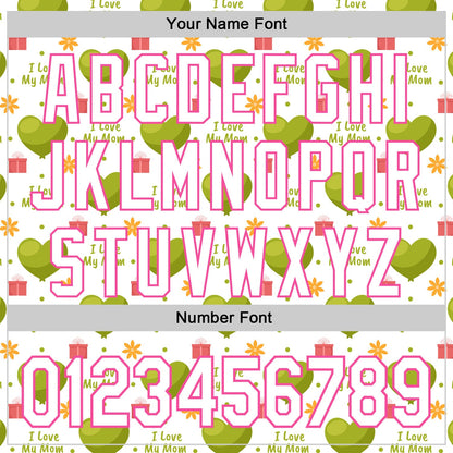 Custom White Pink 3D Pattern Design Mother's Day Love Authentic Baseball Jersey