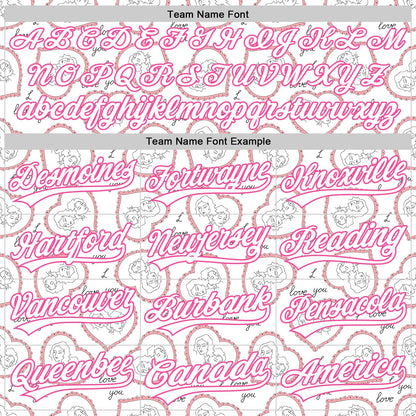 Custom White Pink 3D Pattern Design Mother's Day Love Authentic Baseball Jersey