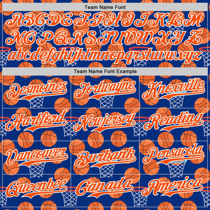 Custom Royal Orange-White Comic Doodle Ballgame 3D Pattern Design Authentic Baseball Jersey