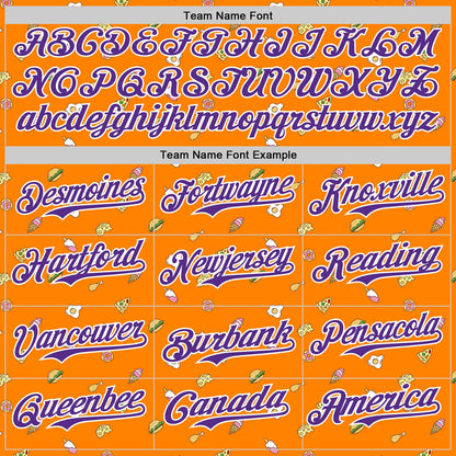 Custom Bay Orange Purple-White 3D Pattern Design Foodie Fast Food Cheese Pizza Dessert Ice Cream Authentic Baseball Jersey
