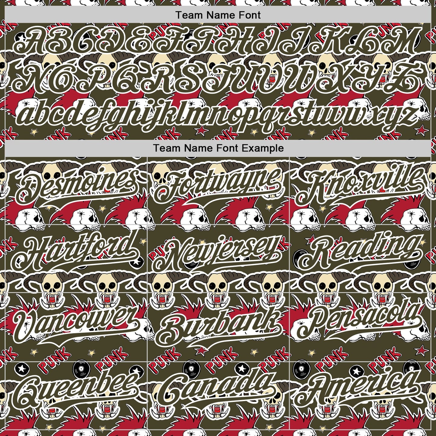 Custom Olive White 3D Punk Rock Skull Authentic Baseball Jersey